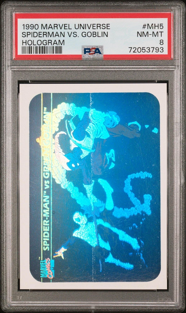 1990 Marvel Universe Hologram Mh5 Spider-man Vs. Green Goblin PSA 8