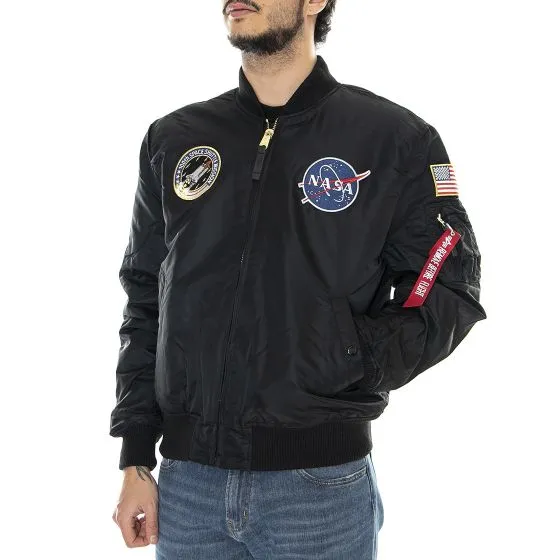 Alpha Industries Mens MA-1 VF Nasa LP Black Jacket