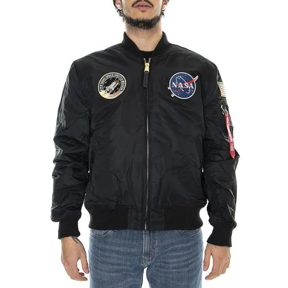 Alpha Industries Mens MA-1 VF Nasa LP Black Jacket