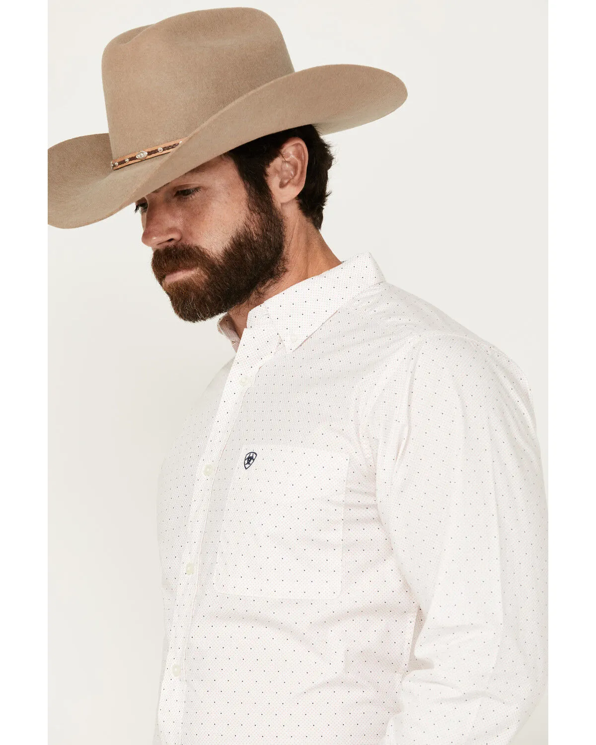 Ariat Men's Thor Dot Print Fitted Long Sleeve Button-Down Western Shirt