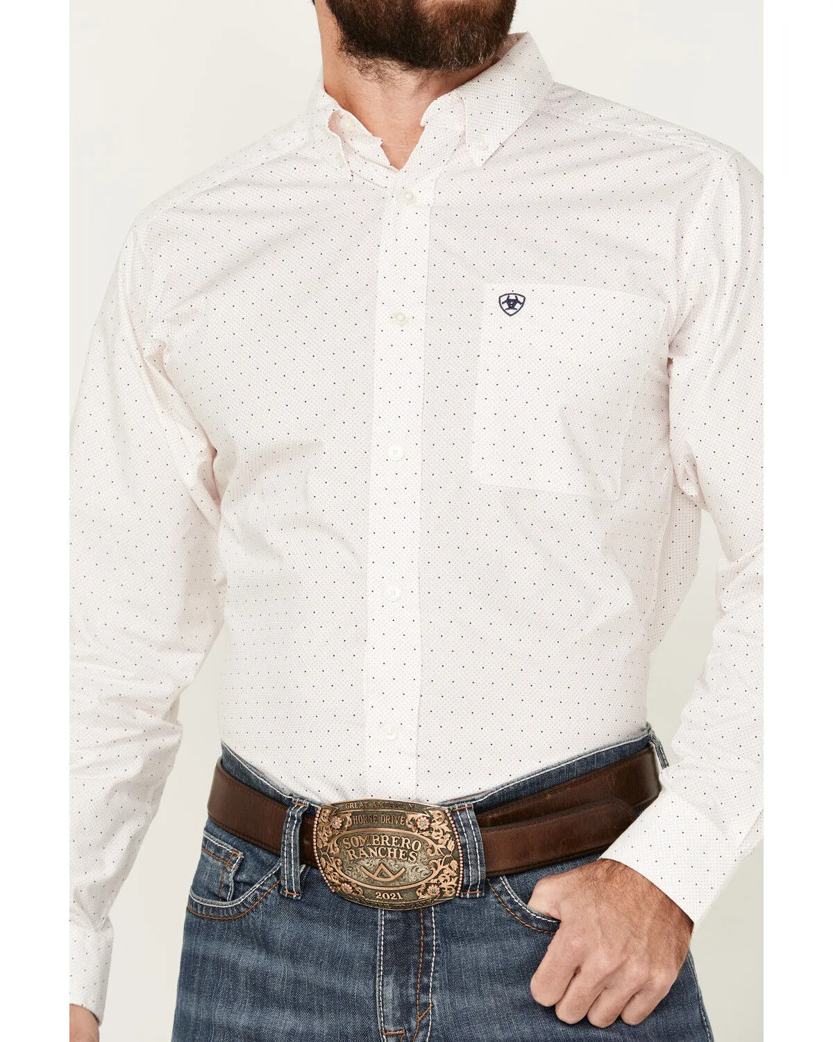 Ariat Men's Thor Dot Print Fitted Long Sleeve Button-Down Western Shirt