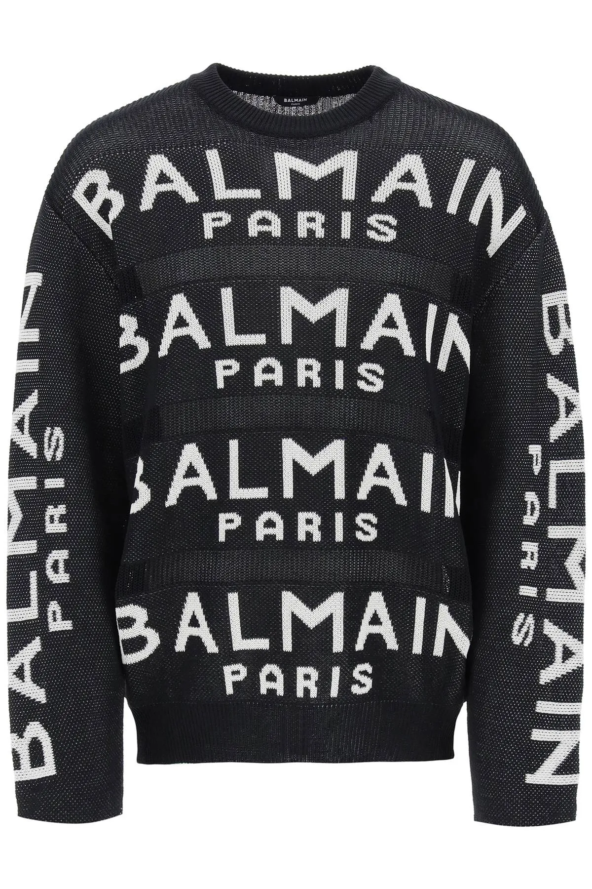 BALMAIN cotton pullover with all-over logo