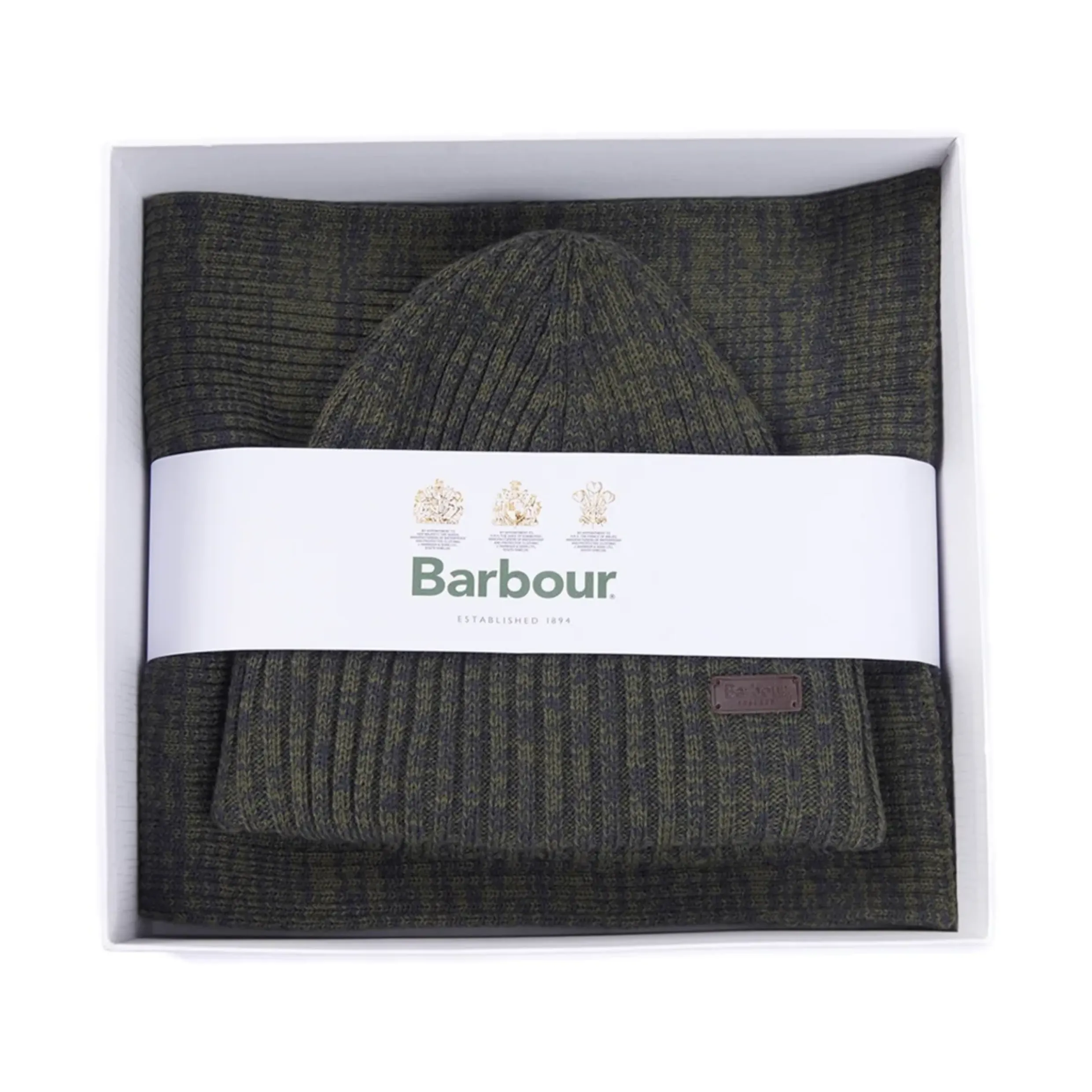 Barbour Crimdon Beanie and Scarf Gift Set MGS0019 - Olive