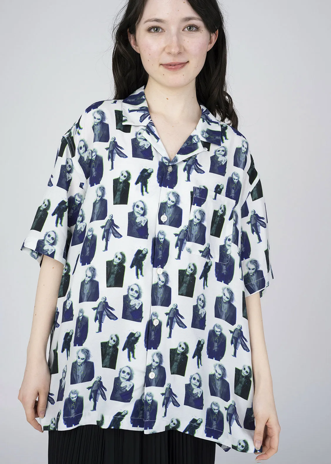 Batman Open Collar Short Sleeve Shirt (Batman_The Joker Pattern)