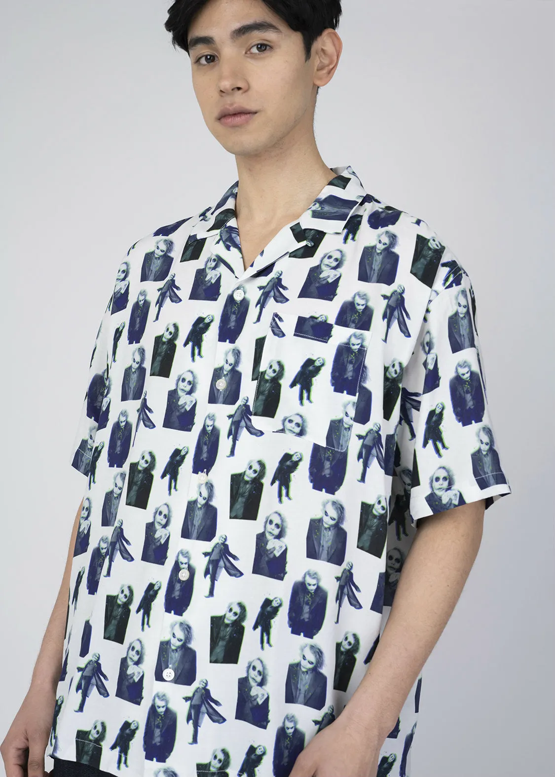 Batman Open Collar Short Sleeve Shirt (Batman_The Joker Pattern)