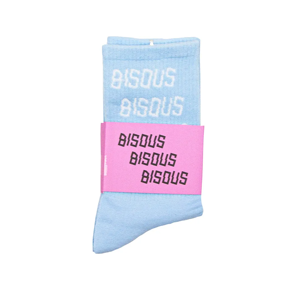 Bisous Skateboards - Bisous x3 Socks - Light Blue w/ White