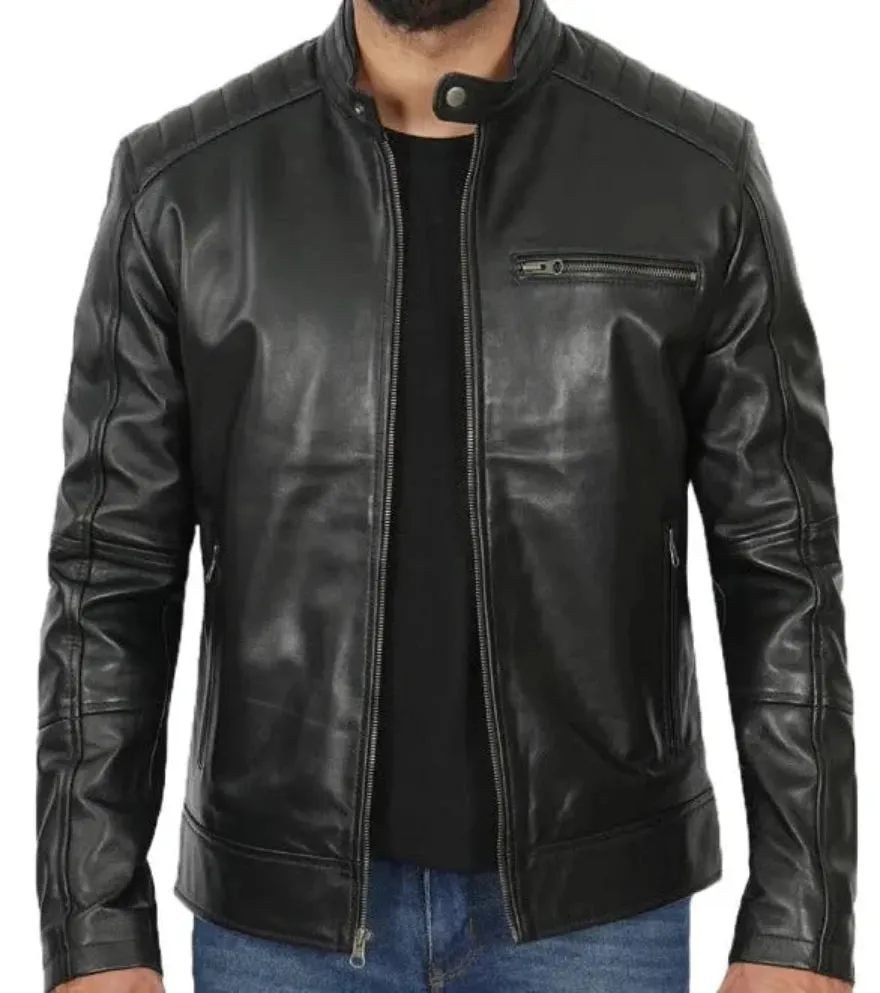 Black Cafe Racer Jacket - ChersDelights Leather