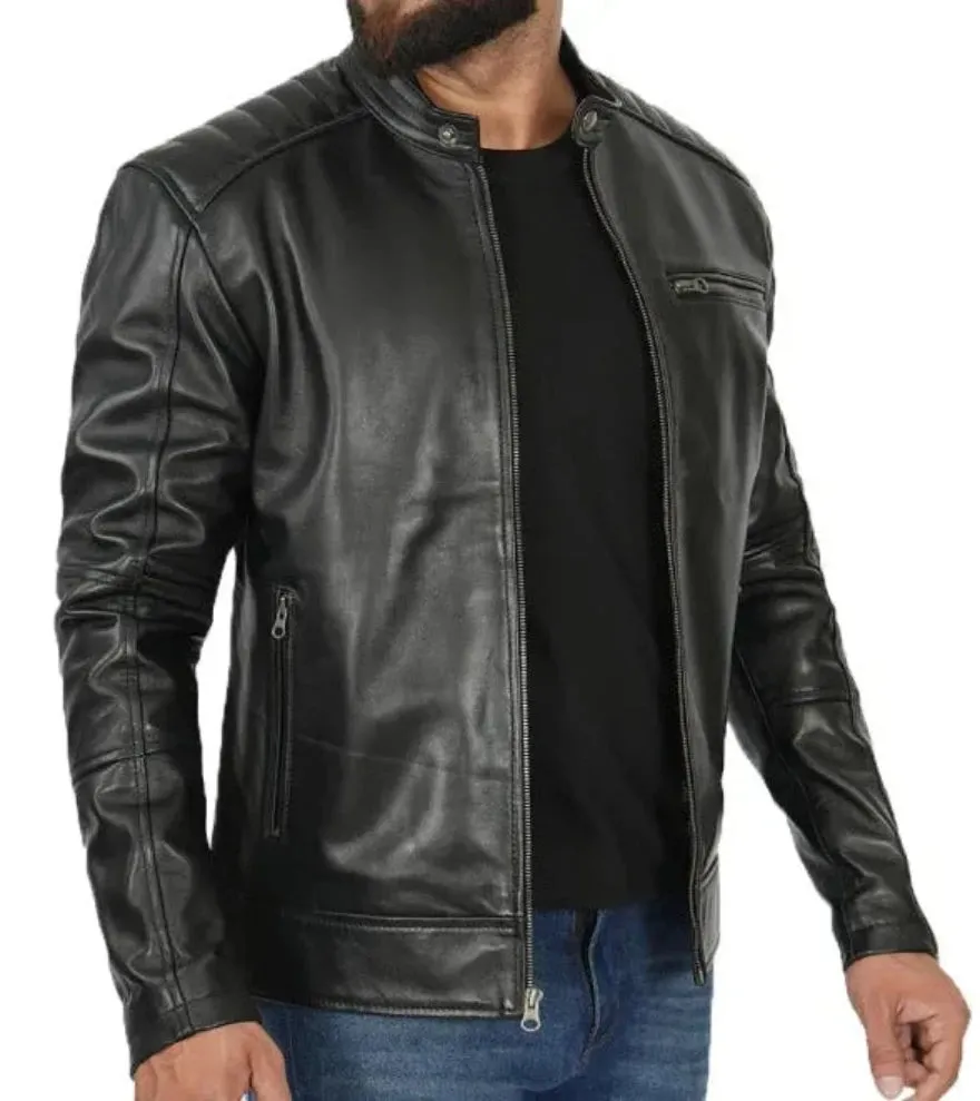 Black Cafe Racer Jacket - ChersDelights Leather