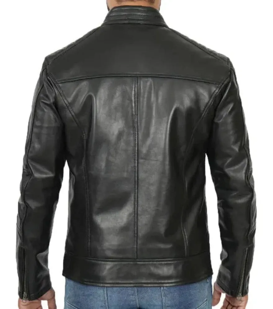 Black Cafe Racer Jacket - ChersDelights Leather