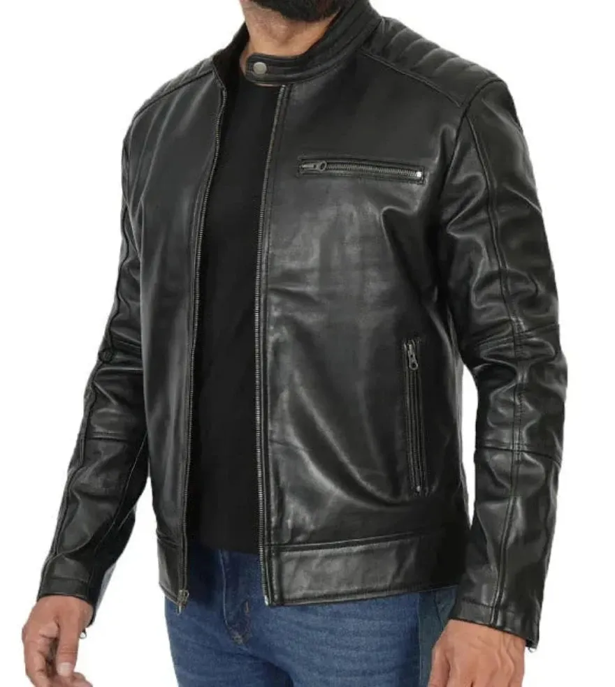 Black Cafe Racer Jacket - ChersDelights Leather