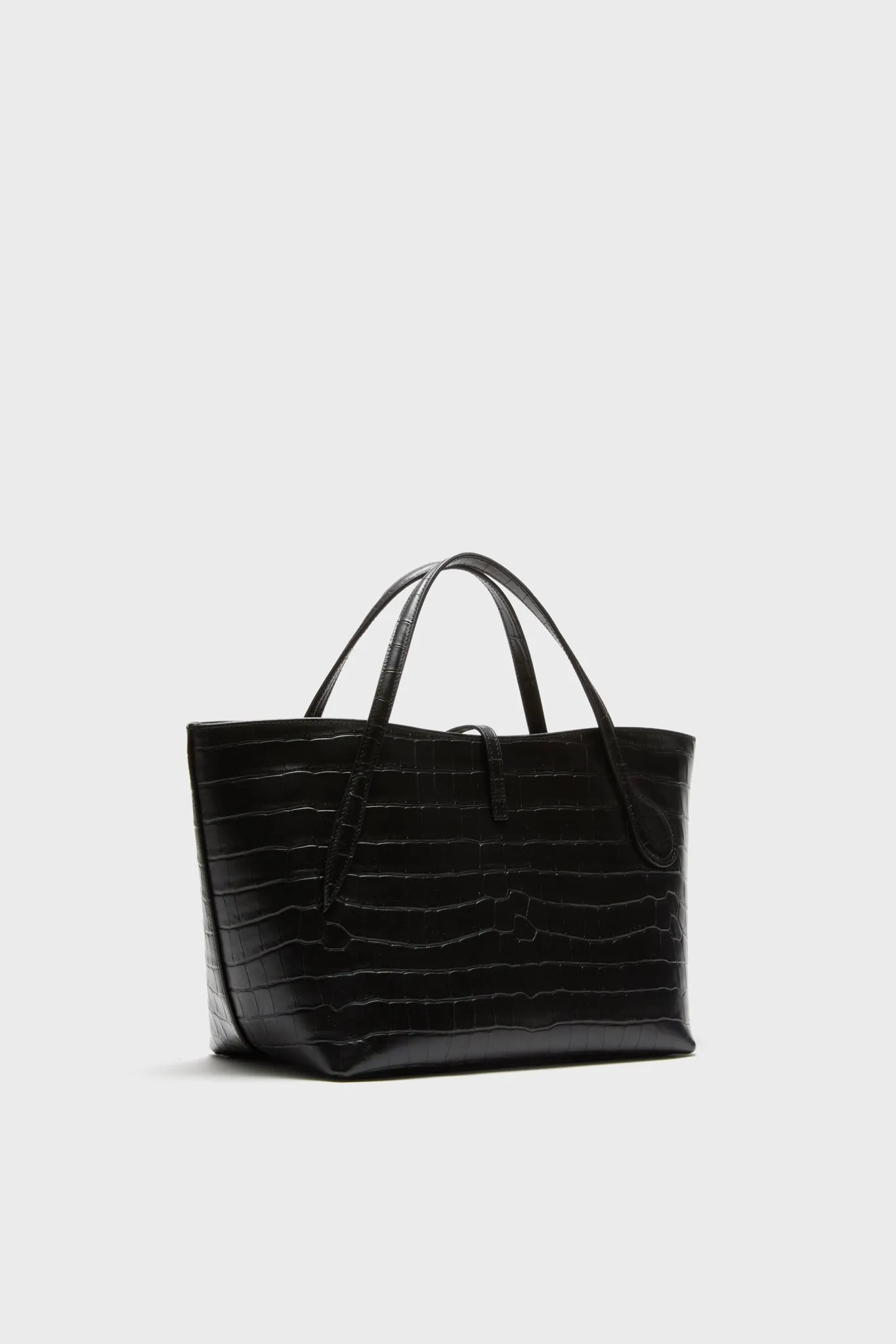 Black Croc Embossed Petite Penne Tote