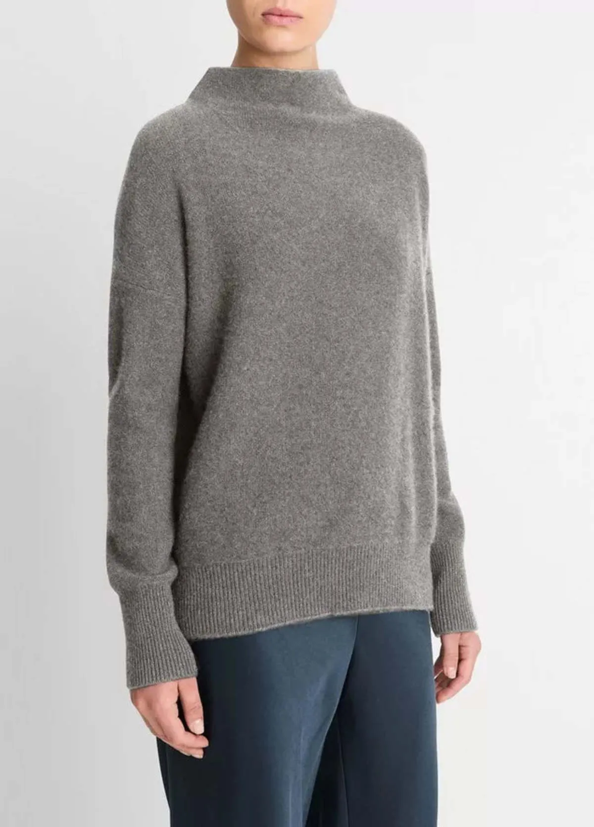 Boiled Funnel Neck Pullover - Heather Graphite