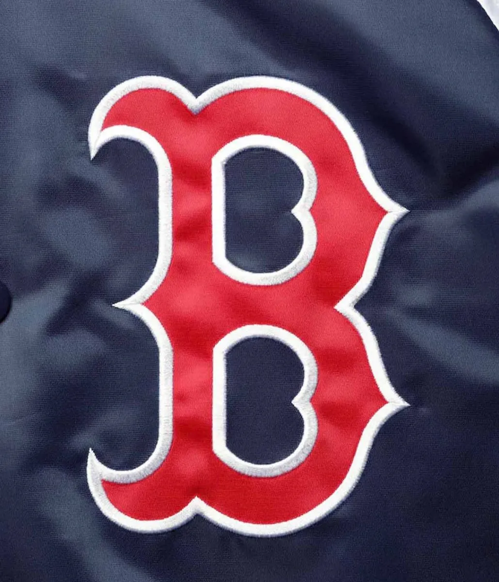 Boston Red Sox Reliever Raglan Satin Blue and Red Jacket