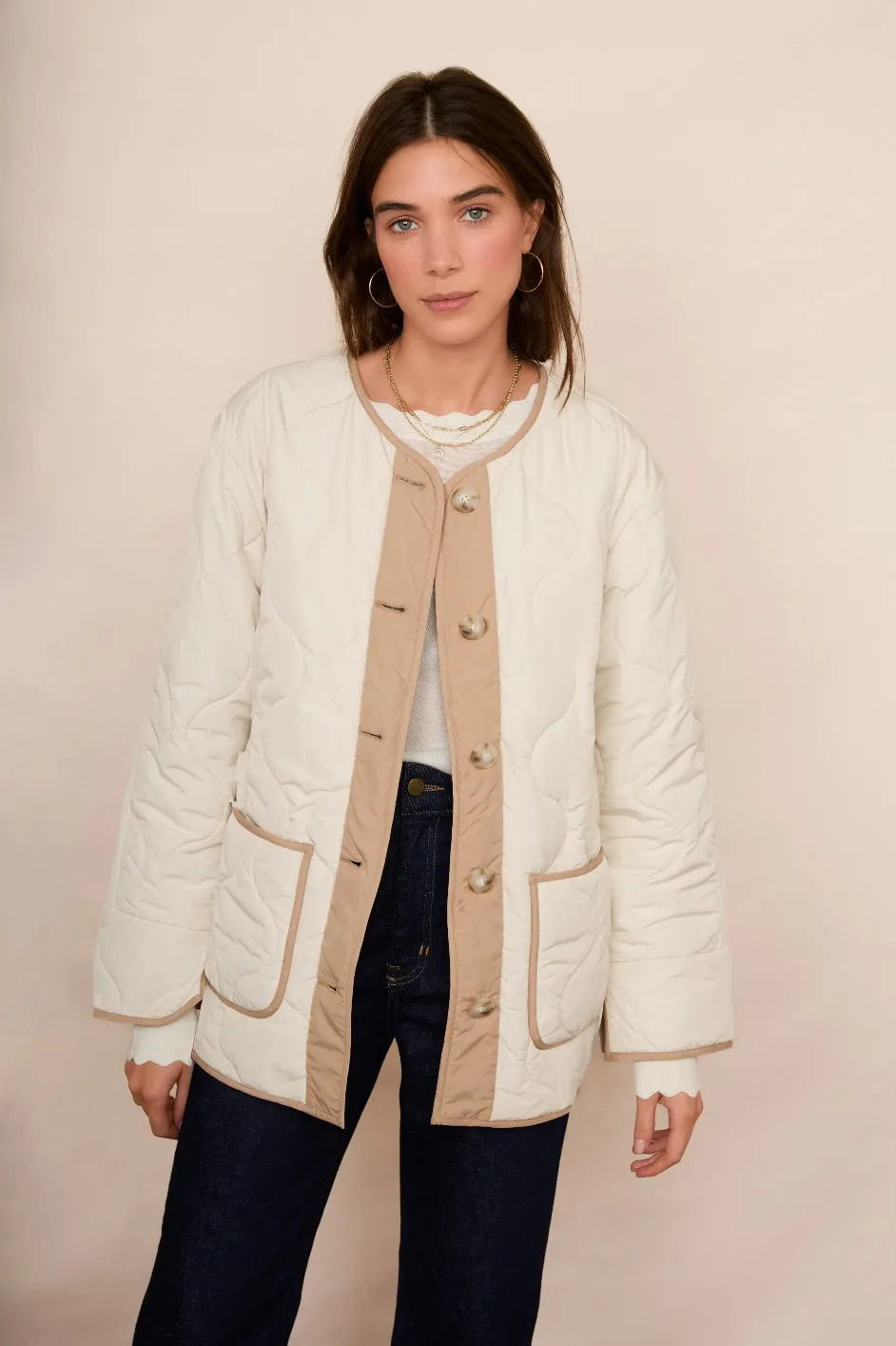 Bria Quilted Jacket - Ivory