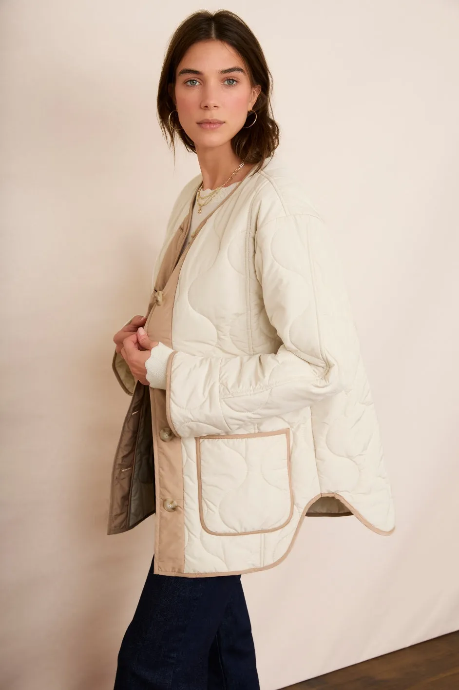 Bria Quilted Jacket - Ivory