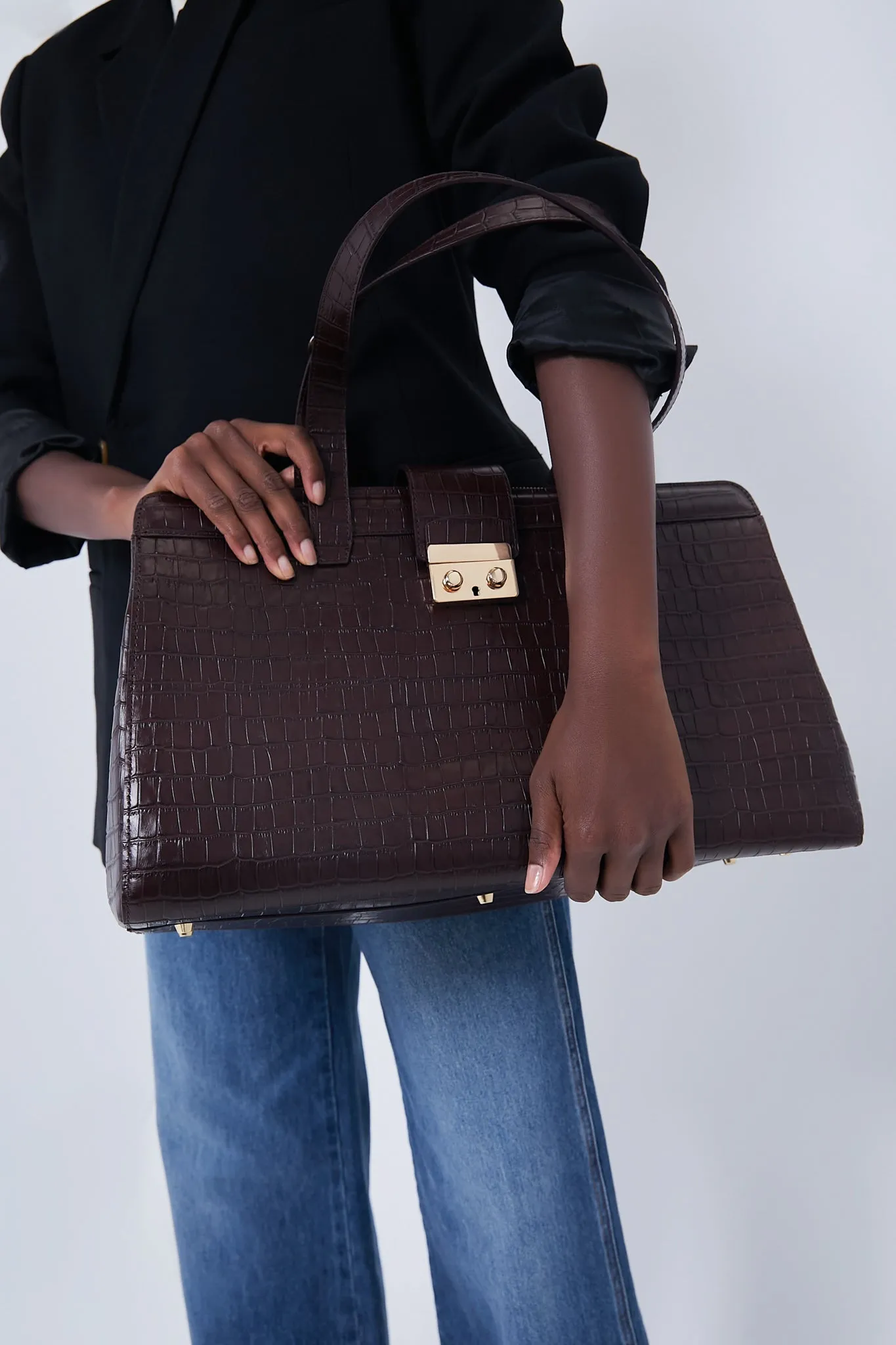 Brown Croc Murphy Tote