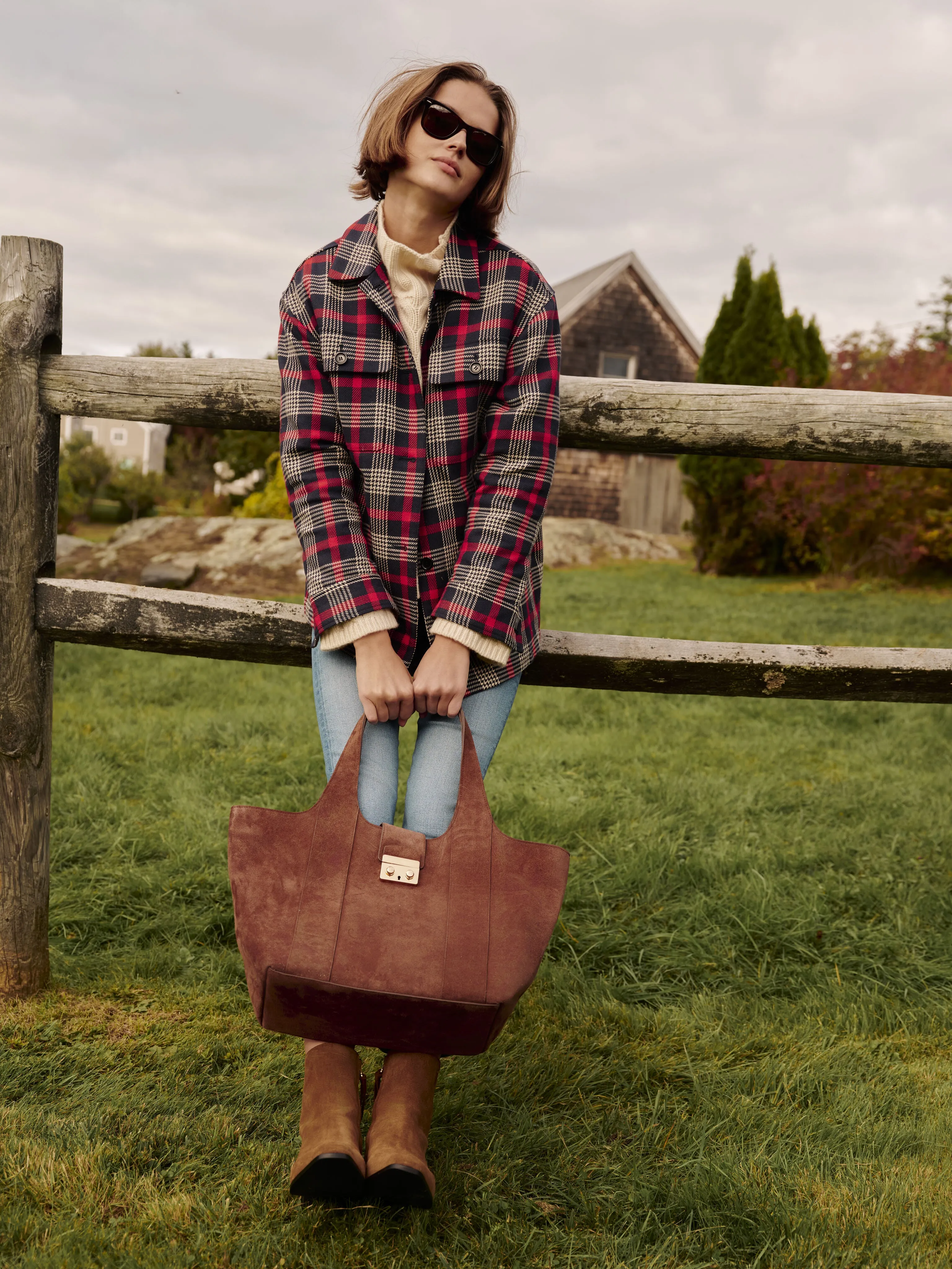 Brown Suede Large Market Tote