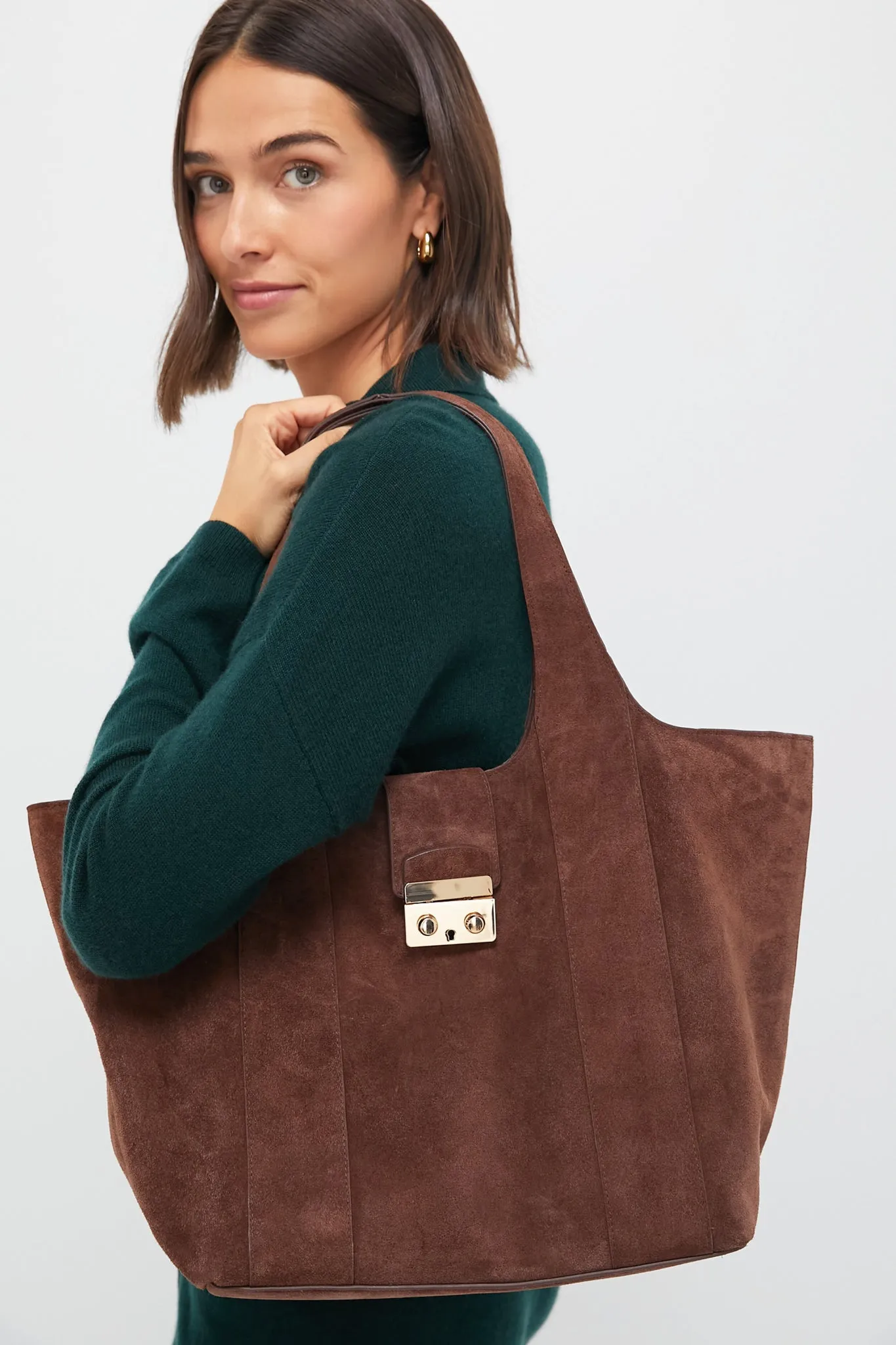 Brown Suede Large Market Tote