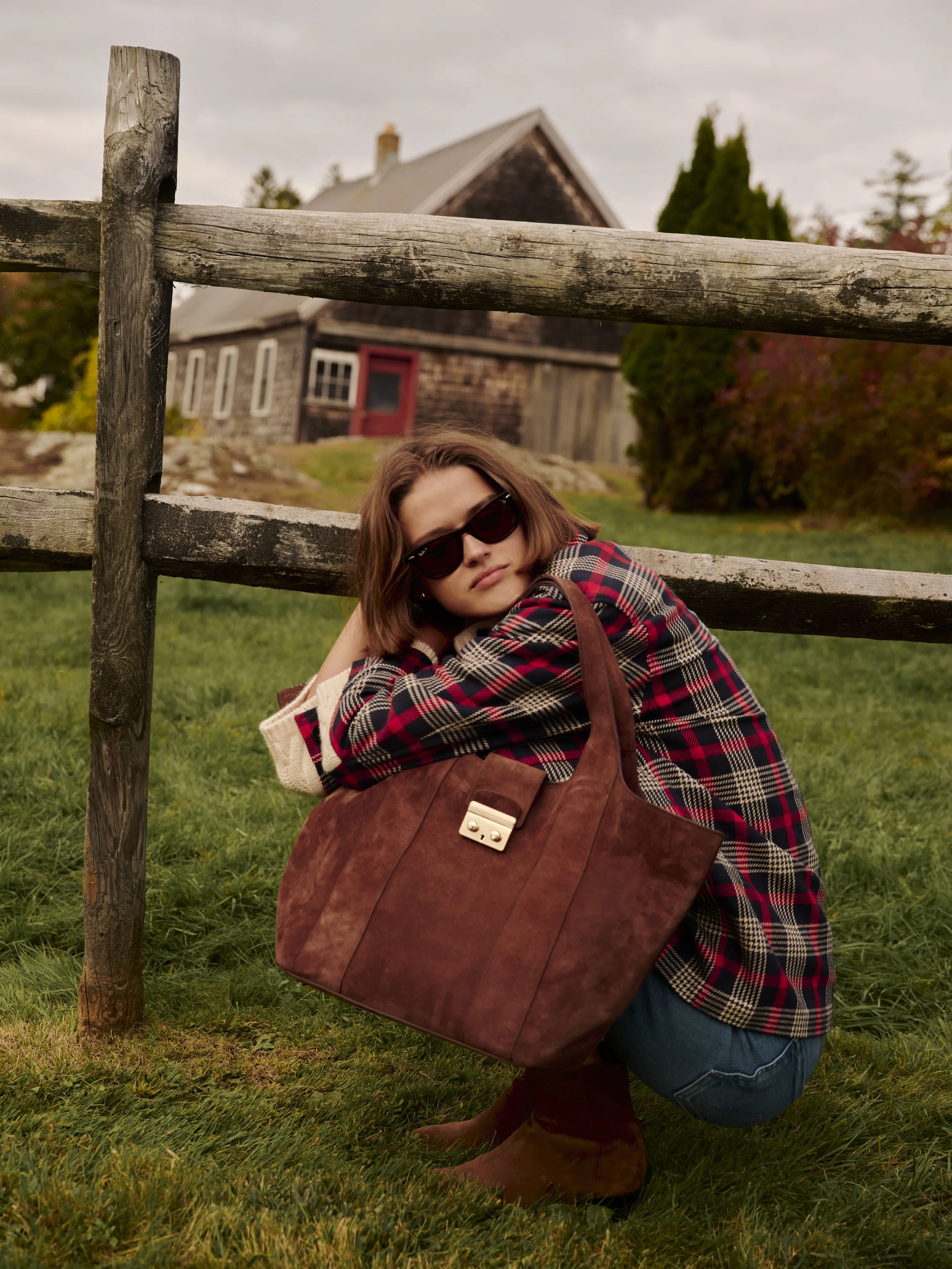 Brown Suede Large Market Tote