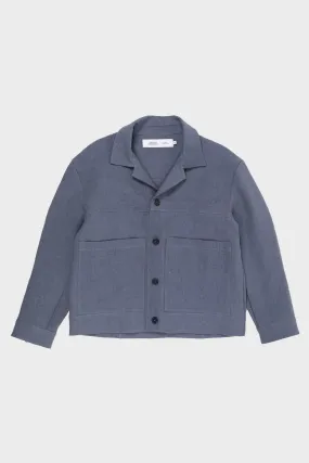 Cafe Jacket - Dusty Blue Butcher Linen