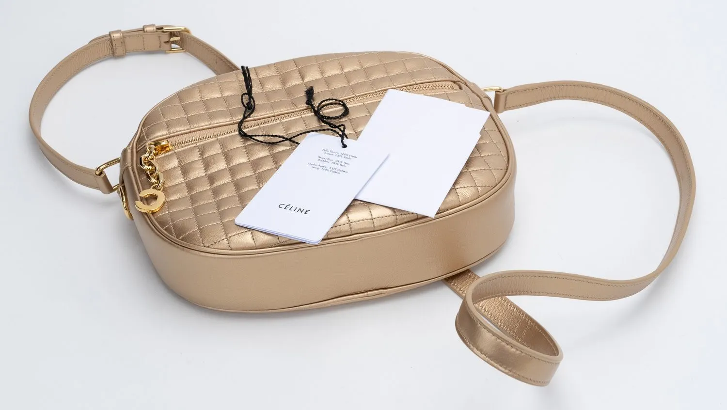 Celine New Gold Quilted Cross Body Bag