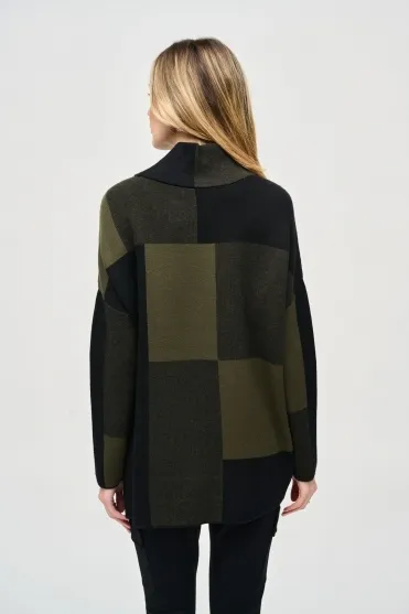 Colour-Block Jacquard Knit Pullover - Iguana/Black - 243944-4303