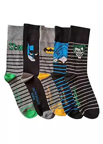 DC Comics Mens 5Pk Batman & Joker Socks | Kaleidoscope