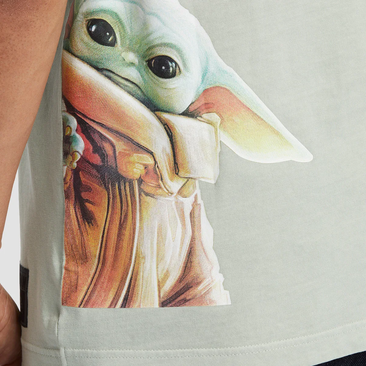 DC X Star Wars Grogu T-Shirt Silt Green Enzyme Wash