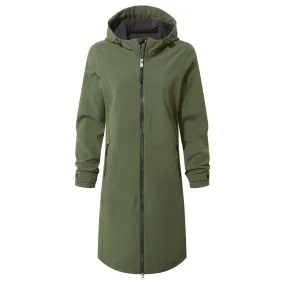 Enya Womens Softshell Long Jacket - Dark Green