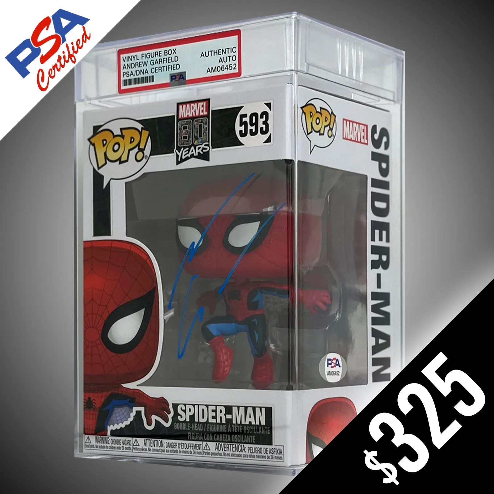 Funko Pop! Marvel: Spider-Man #593 - SIGNED BY Andrew Garfield (PSA Certified - Encased)