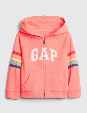 GAP Girls Pink Logo Stripe Hoodie Sweatshirt