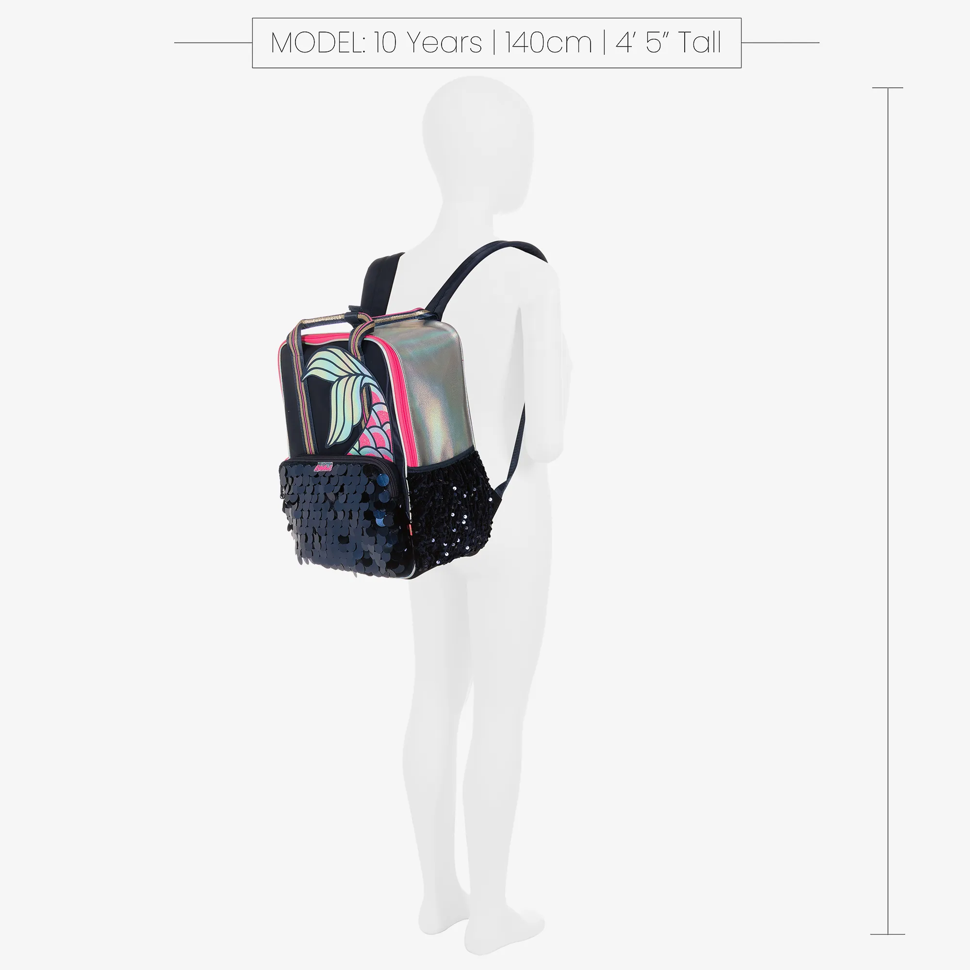 Girls Navy Blue Mermaid Backpack (34cm)