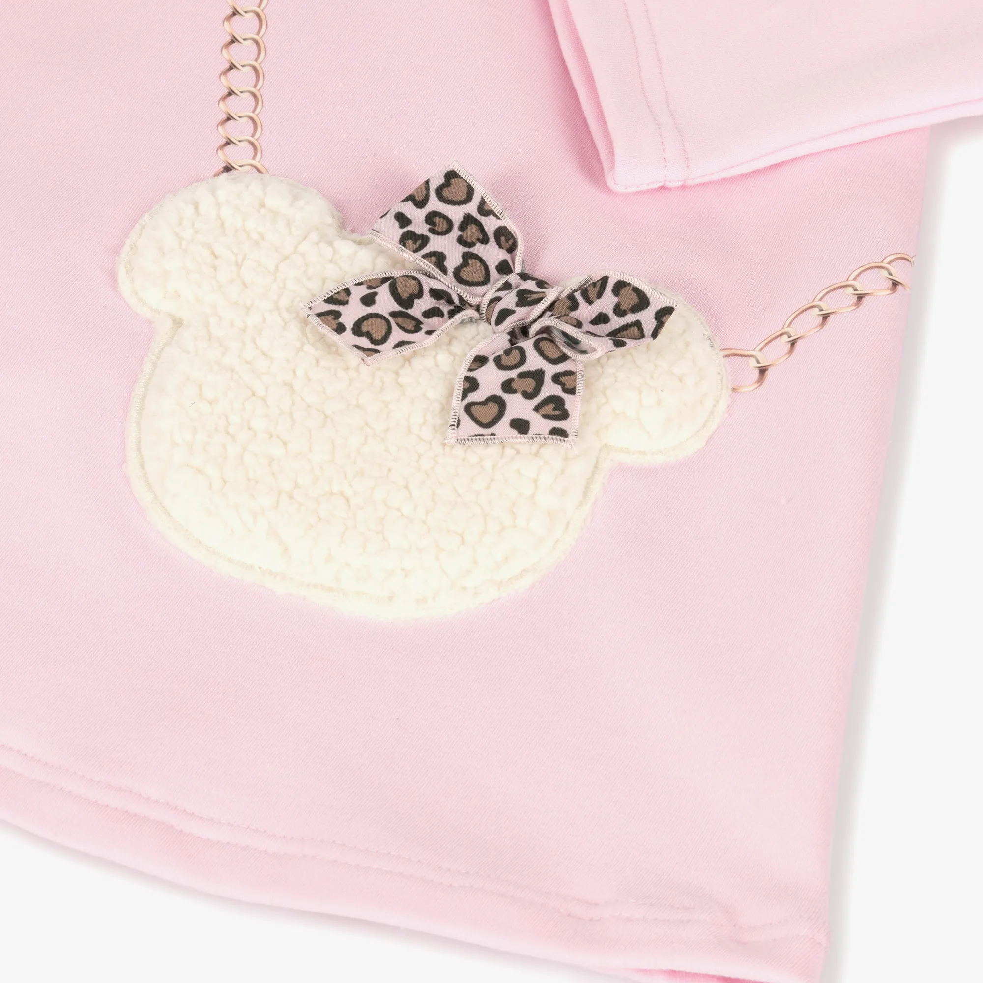 Girls Pink Cotton Cross-Body Bear Bag Dress