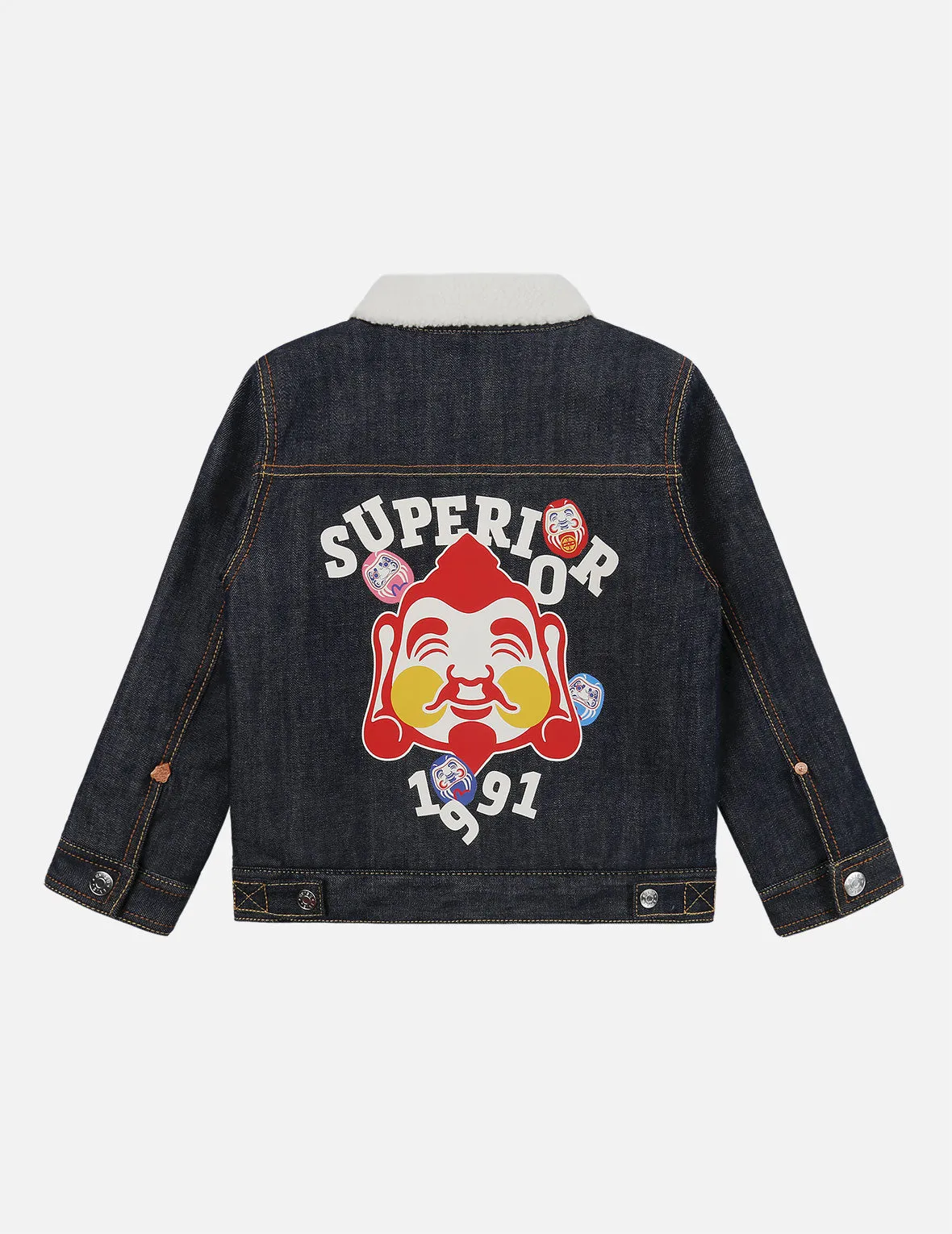 Godhead Print Fleece Lined Denim Jacket