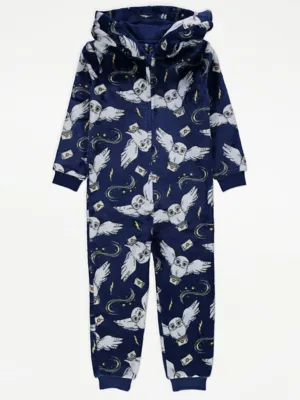 Harry Potter Hedwig Navy Hooded Fleece Onesie | Kids | George at ASDA