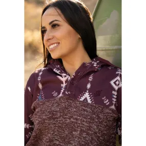 Hooey Women's Maroon and Aztec Jimmy Hoodie