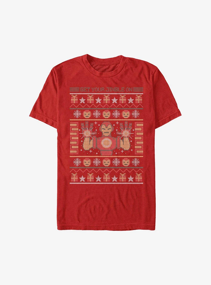 Hot Topic Marvel Iron Man Christmas Pattern T-Shirt