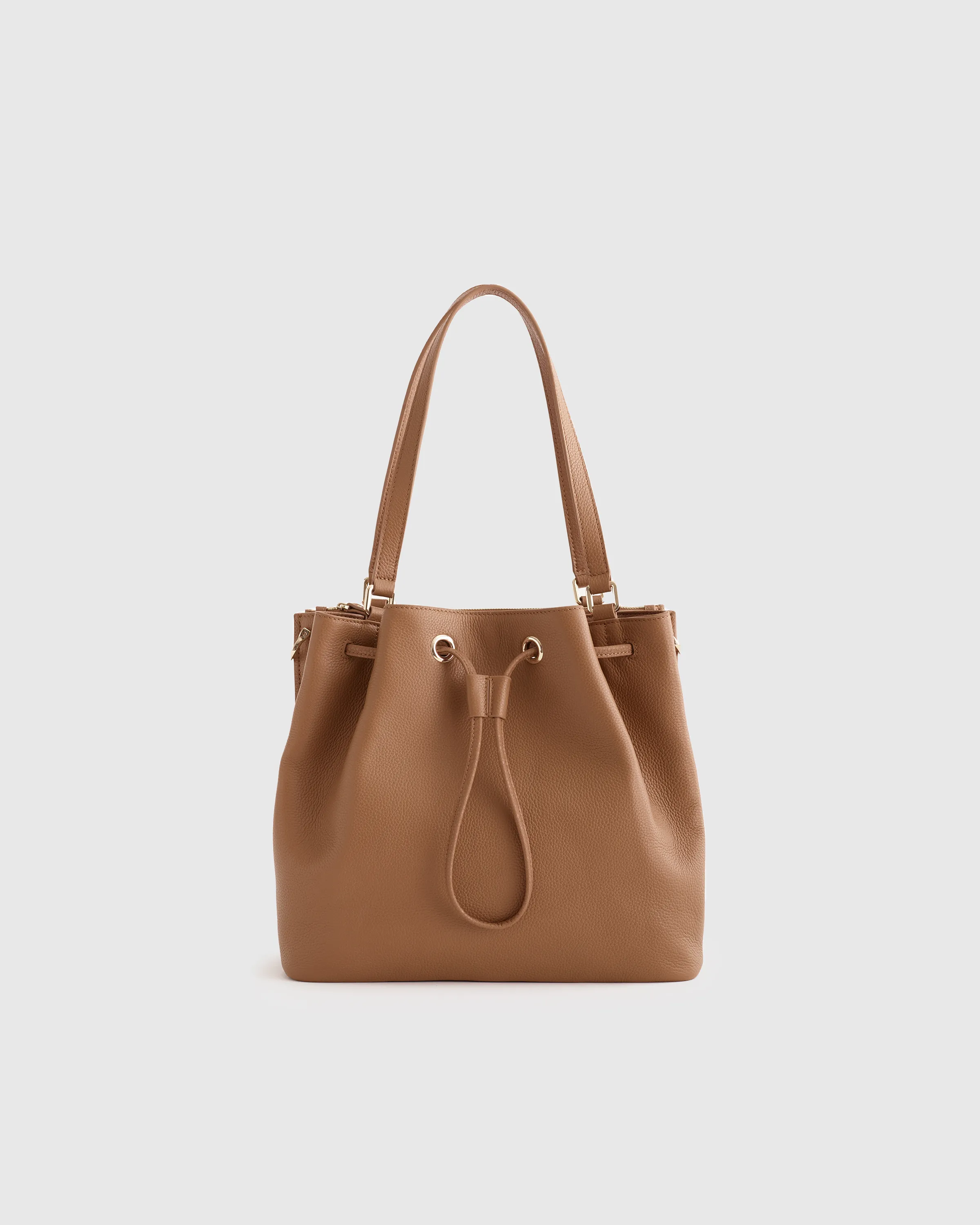 Italian Leather Triple Compartment Bucket Bag