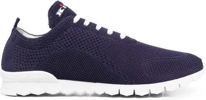 Kiton logo-embroidered knit sneakers Blue