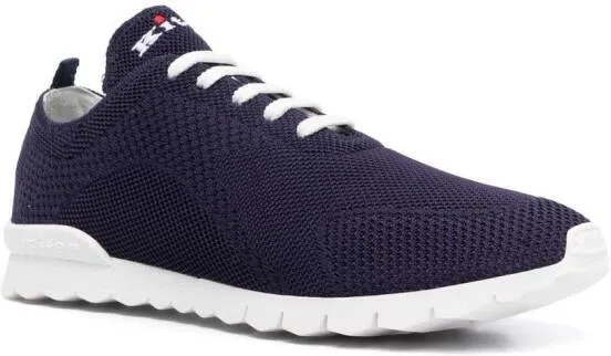 Kiton logo-embroidered knit sneakers Blue