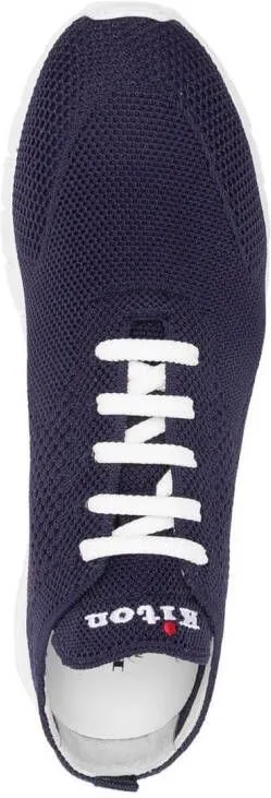 Kiton logo-embroidered knit sneakers Blue