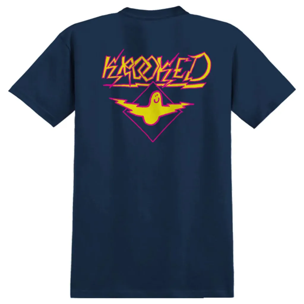 Krooked Skateboards Bird Lightening T-Shirt - Navy/Yellow