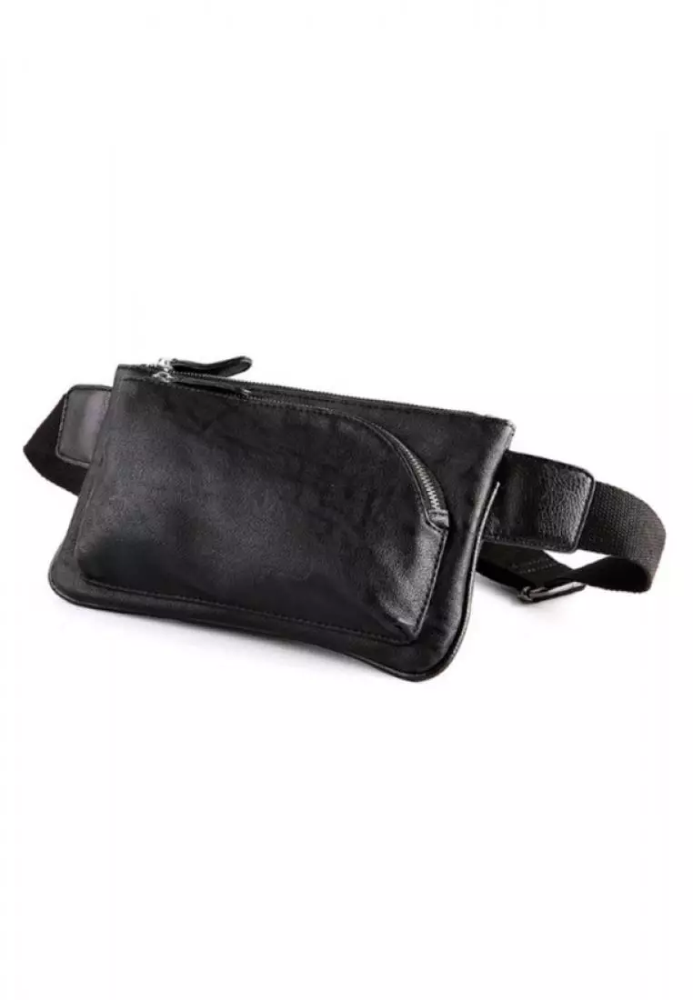 Lara Plain Zipper Cross Body Bag - Black