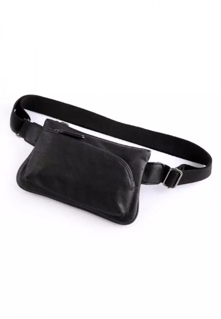 Lara Plain Zipper Cross Body Bag - Black