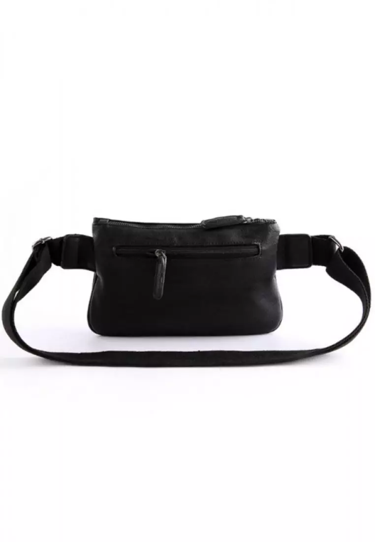 Lara Plain Zipper Cross Body Bag - Black