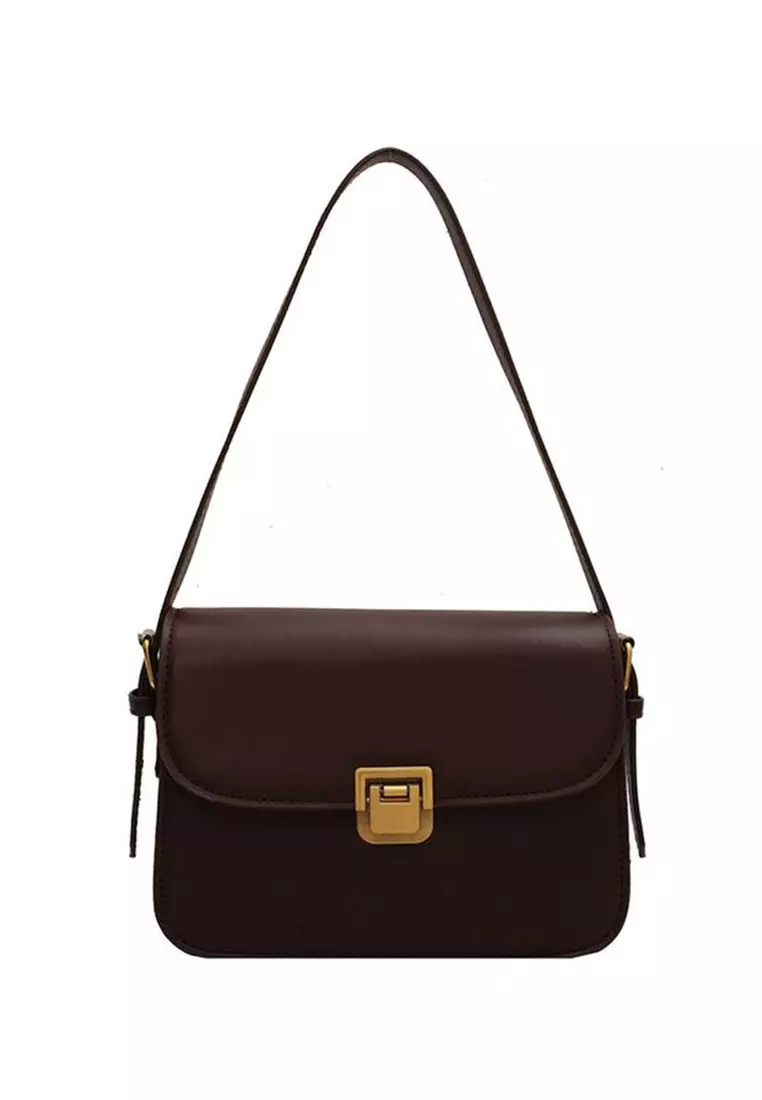 Lara Women's Flap Shoulder Bag Cross-body Bag - Dark Brown