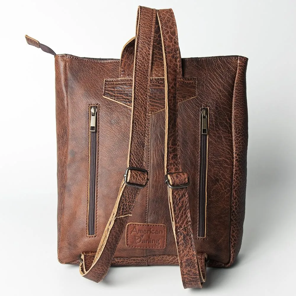 Large Brown Leather Backpack