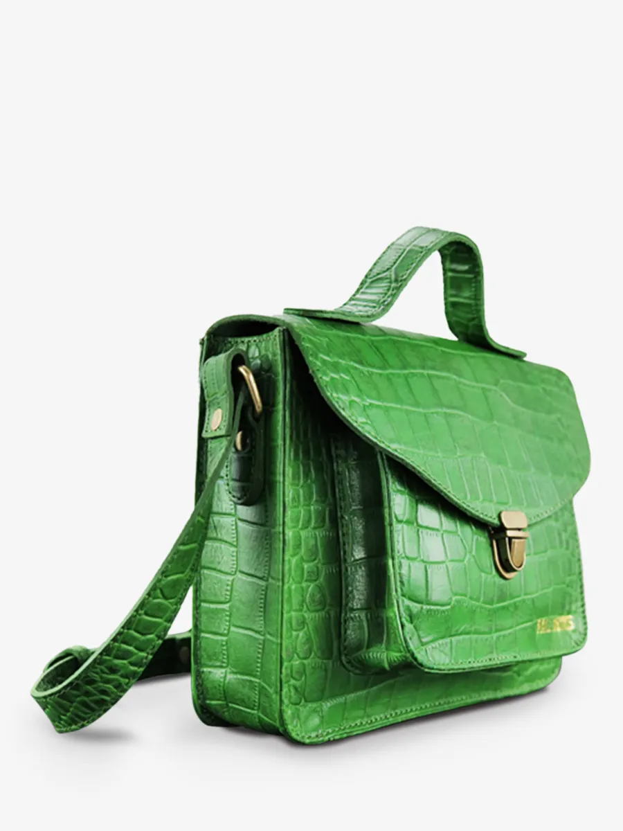 leather hand bag for woman Green - Mademoiselle George Alligator Cocktail Jade | PAUL MARIUS