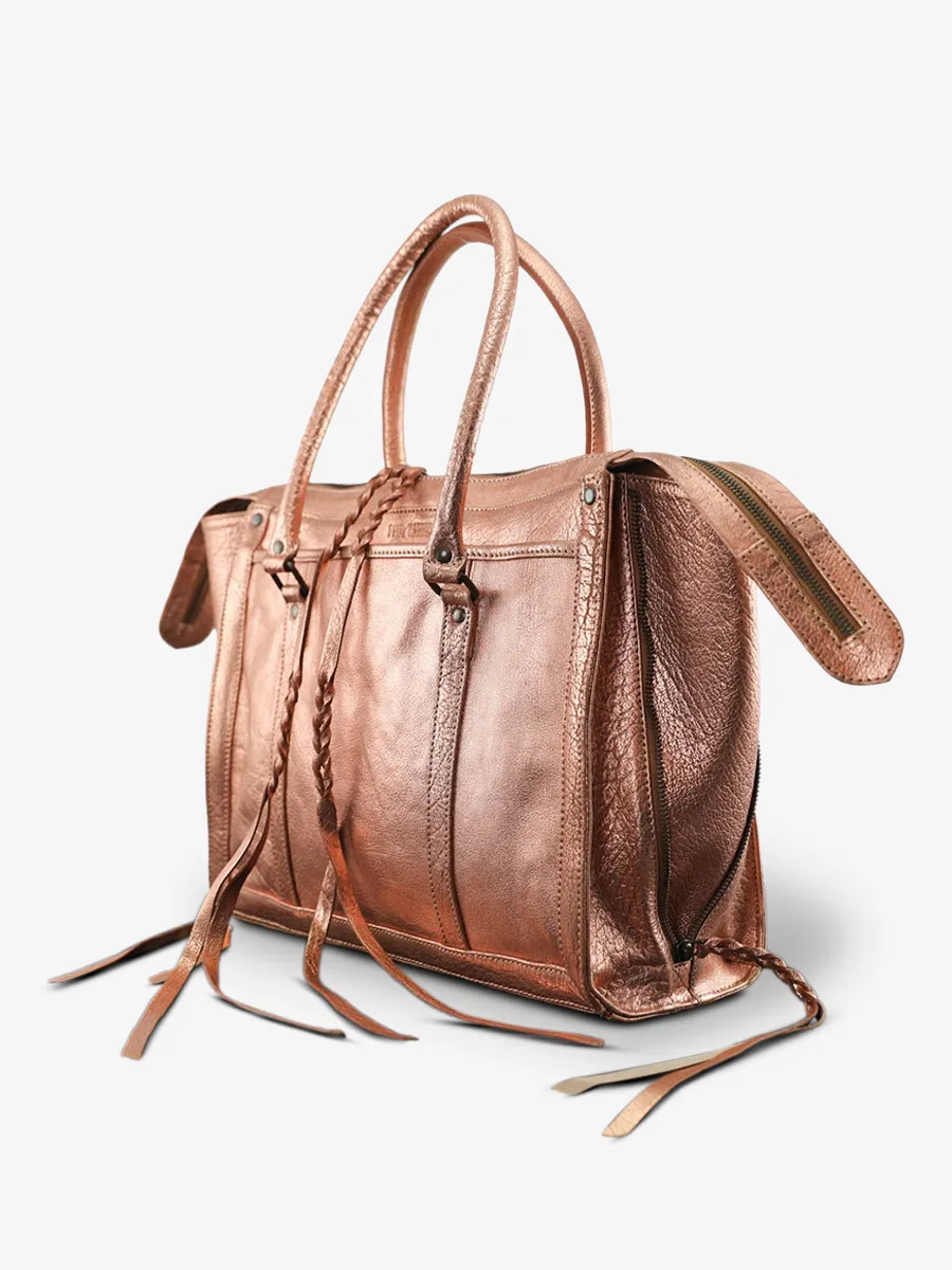 leather hand bag for women Pink,Gold - LeRive Droite - L Rose Gold | PAUL MARIUS