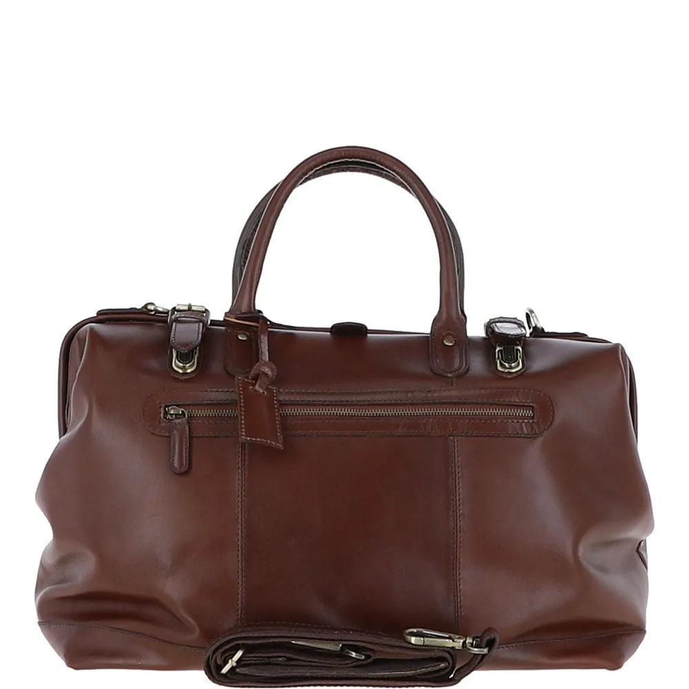 Leather Weekend Holdall Brandy : DR BAG